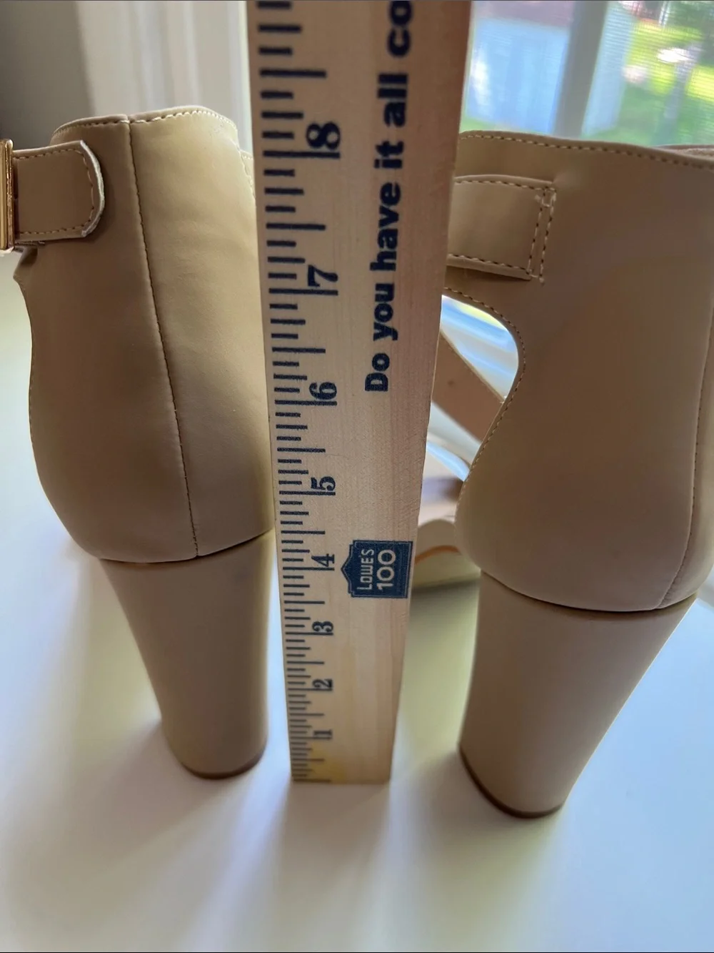 Glaze Nude Ankle Strap‎ Heels Square Toe Sandals Size 8